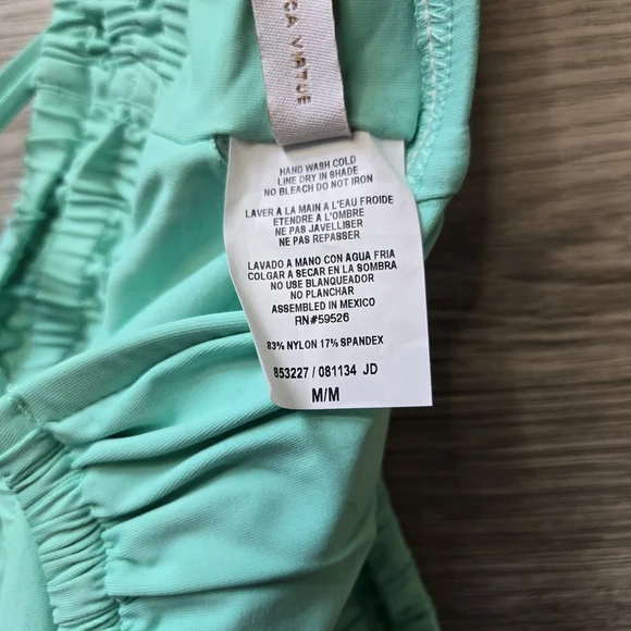Becca Smocked Sporty Stretchy Cami Bikini Swim Top Turquoise Medium NWT Swimsuit - Picture 7 of 9